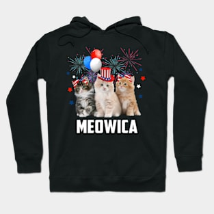 Happy 4th of July Three Cat Meowica Kitty Cat Patriotic USA Hoodie